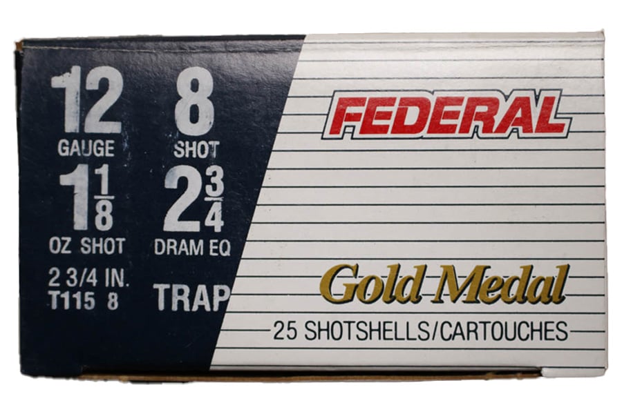 FEDERAL AMMUNITION 12 Gauge 2 3/4 Inch 1 1/8Oz Lead Shot Gold Medal Police Trade Ammo 25/Box